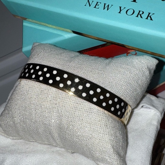Kate Spade Gold Bangle with white Polka Dots - Picture 4 of 5